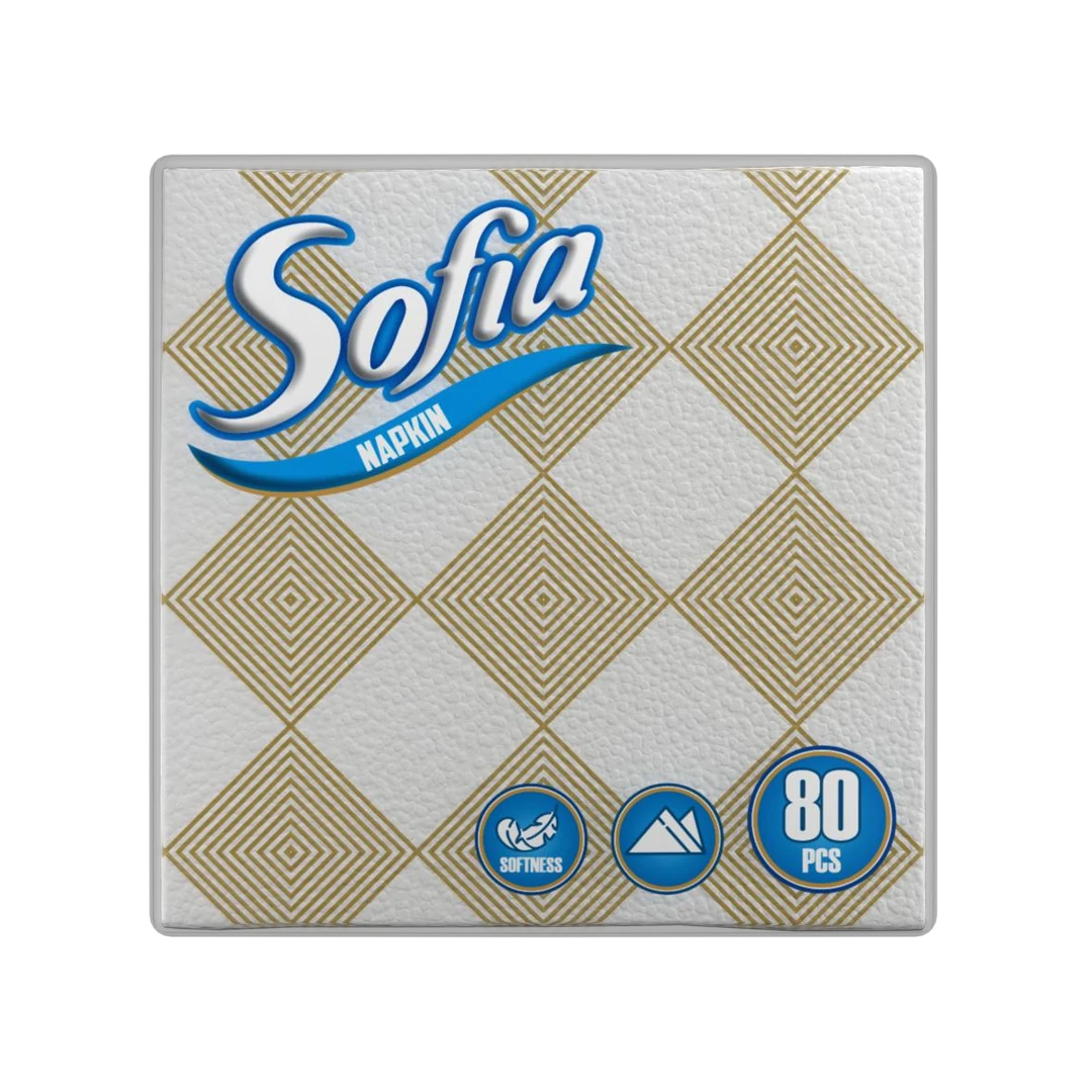 SOFIA նախշավոր անձեռոցիկներ · 80 հատ, 33 × 33 սմ․ փաթեթավորում · երկրաչափական նախշ